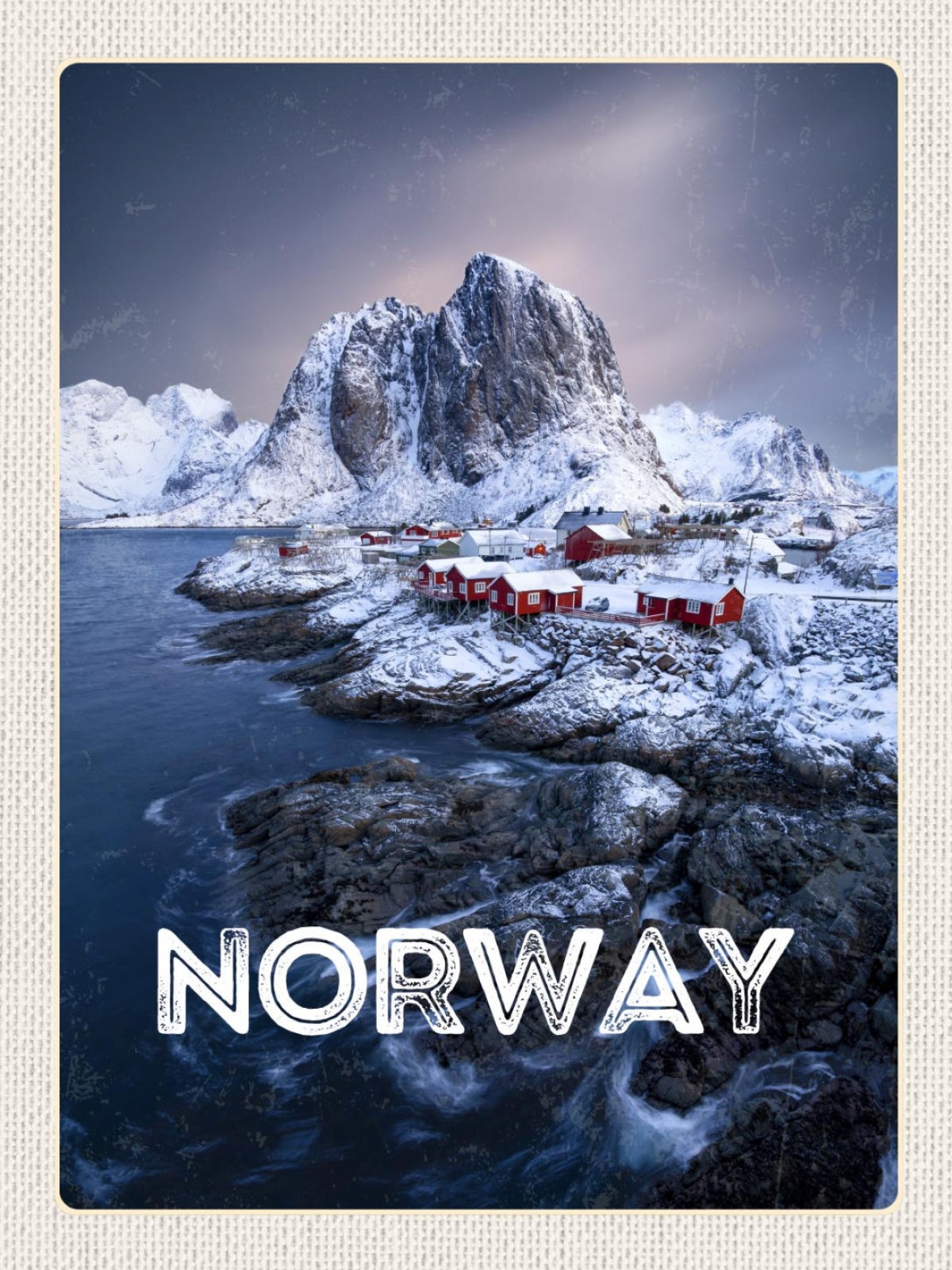 Schild Norway Norwegen Lofoten Landschaft Schnee 12x18 20x30 30x40 Blech/Holz