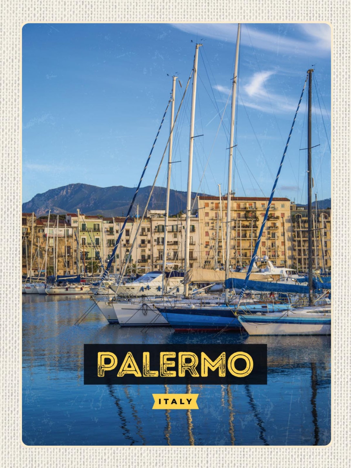 Schild Palermo Italy Italien Hafen Schiffe Meer 12x18 20x30 30x40 Blech/Holz