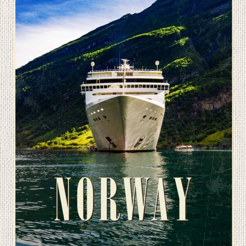 Schild Norway Norwegen Schiff Fjords Kreuzfahrt 12x18 20x30 30x40 Blech/Holz