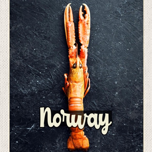 Schild Norway Norwegen Languste Scampi Essen 12x18 20x30 30x40 Blech/Holz