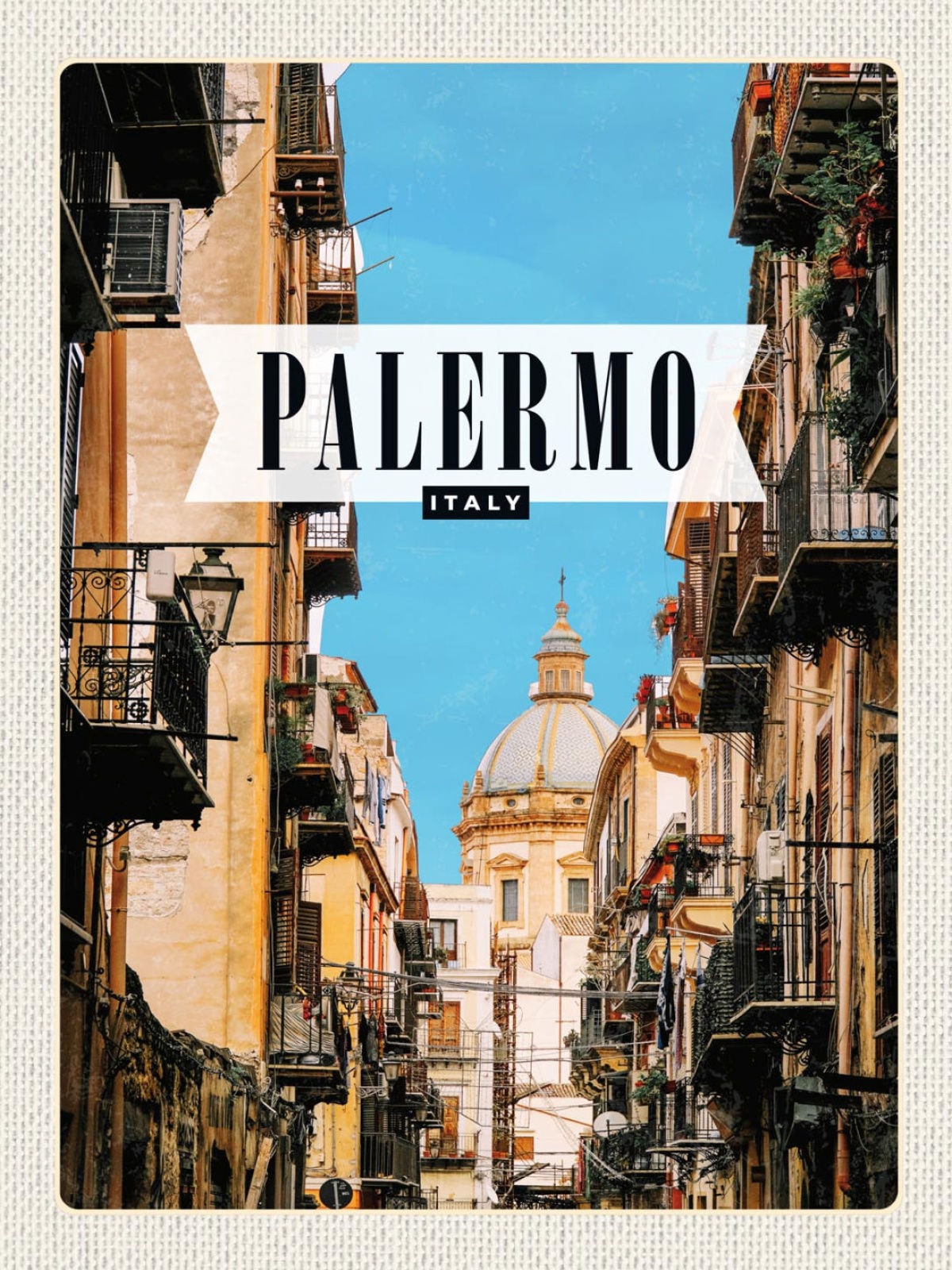 Schild Palermo Italy Italien Stadt Gebäude Sizilien 12x18 20x30 30x40 Blech/Holz