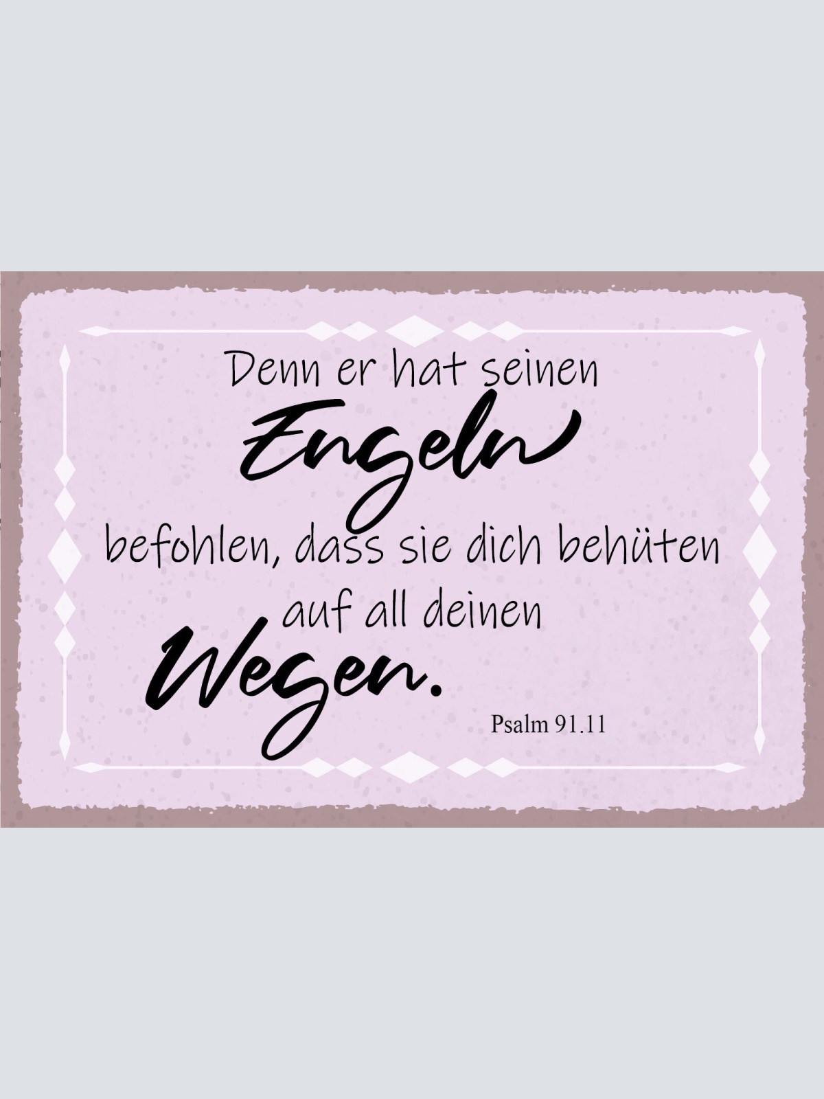 Schild Engeln Behüten Schutz Psalm Bibel 12x18 / 20x30 / 30x40 Blech od. Holz