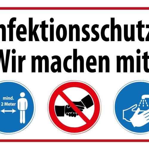 Schild Infektionsschutz Corona Covid Virus 12x18 / 20x30 / 30x40 Blech od. Holz