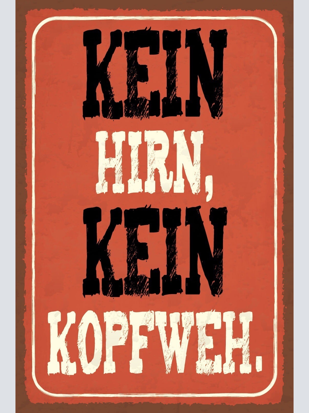 Schild Kein Hirn Kopf Weh Schmerzen Dumm 12x18 / 20x30 / 30x40 Blech od. Holz