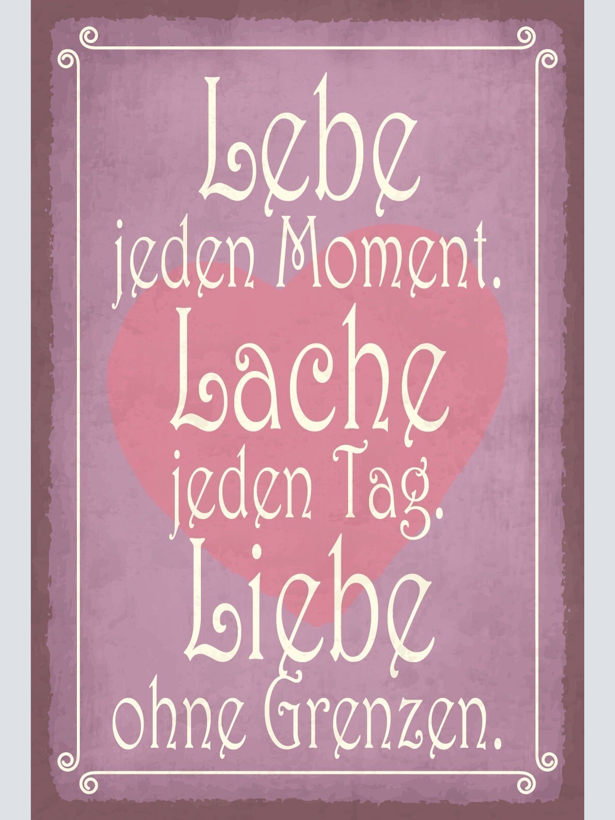 Schild Leben Moment Lachen Tag Liebe Grenzen 12x18 / 20x30 / 30x40 Blech od.Holz
