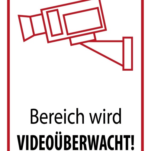 Schild Bereich Video überwacht Camera 12x18 / 20x30 / 30x40 Blech od. Holz