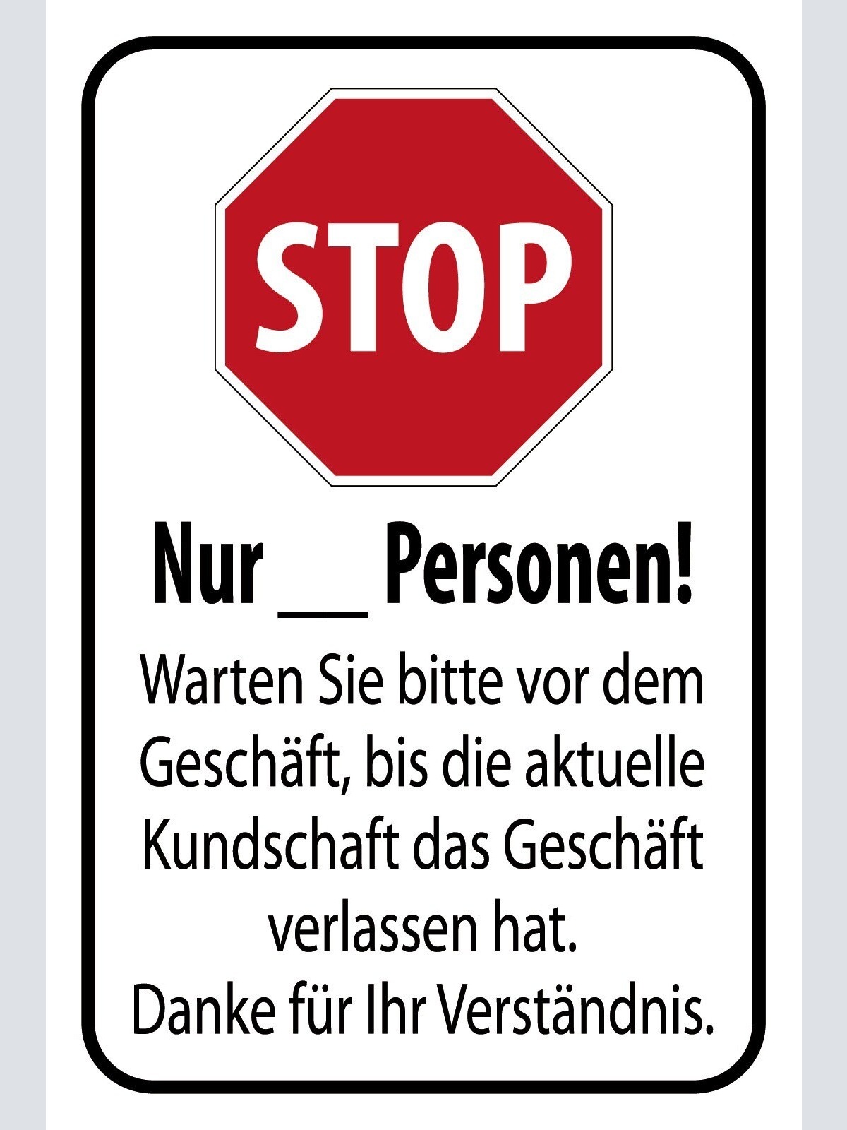 Schild Stop Personen Geschäft Corona Virus 12x18 / 20x30 / 30x40 Blech od. Holz