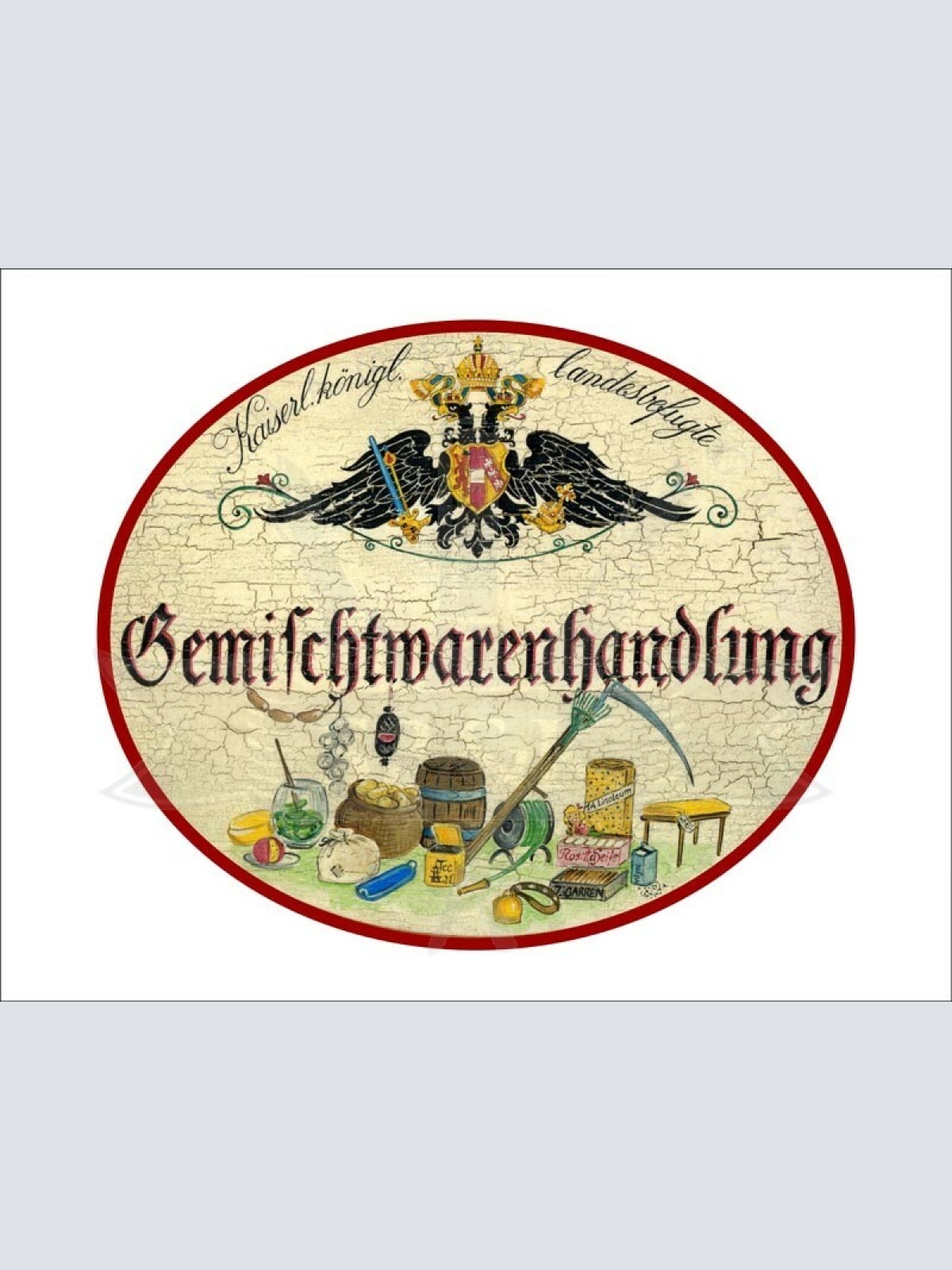 KuK Nostalgie Holzschild - Landesbefugte Gemischtwarenhandlung TH