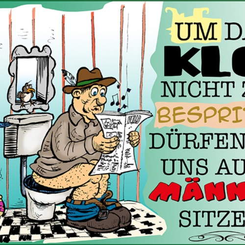 Schild Spruch Um Klo nicht zu bespritzen dürfen Männer sitzen Toilette Regeln JW