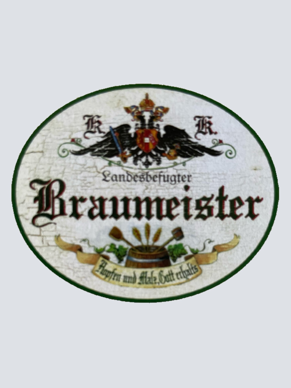 KuK Nostalgie Holzschild Landesbefugter Braumeister Bier Brauerei Alkohol Schild