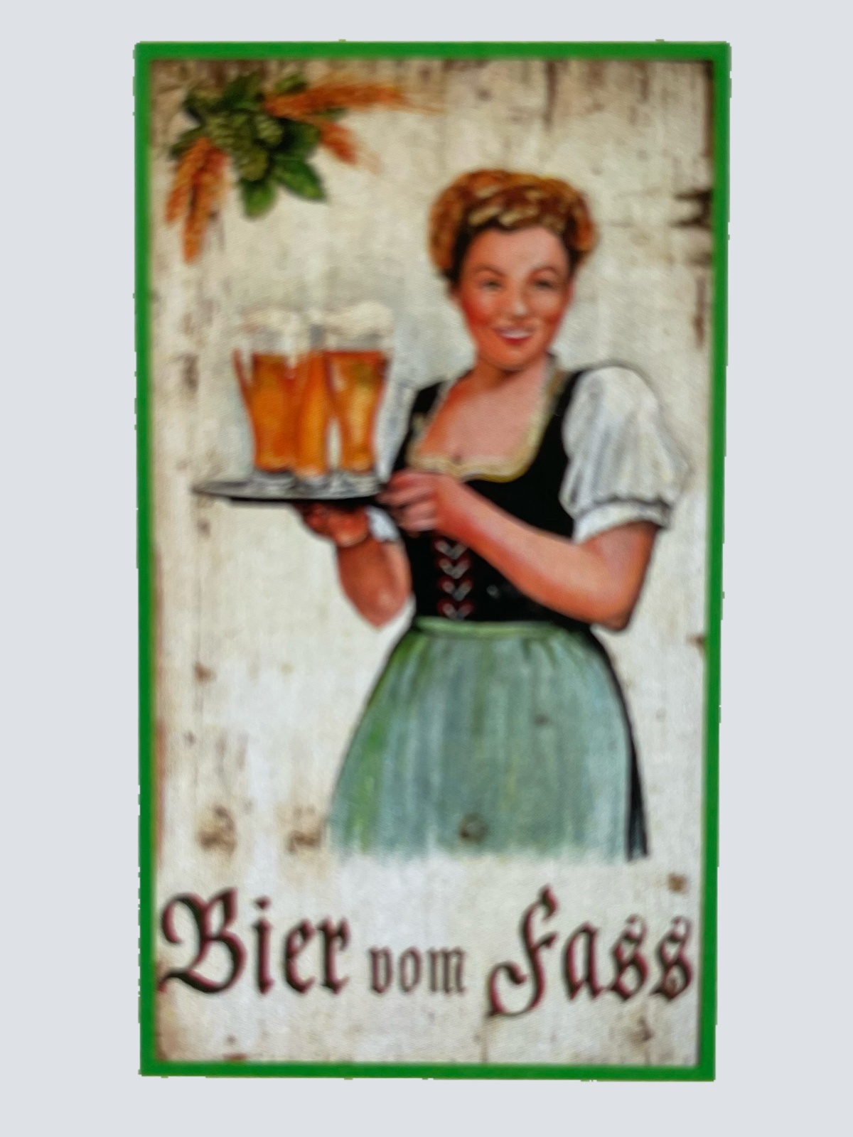 Nostalgie Holzschild Bier Vom Fass Alkohol Kellnerin Wirt Wirtshaus Schild