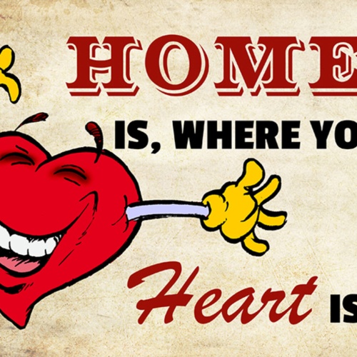 Schild Spruch Home is where your heart is Zuhause ist wo dein Herz ist Liebe JW