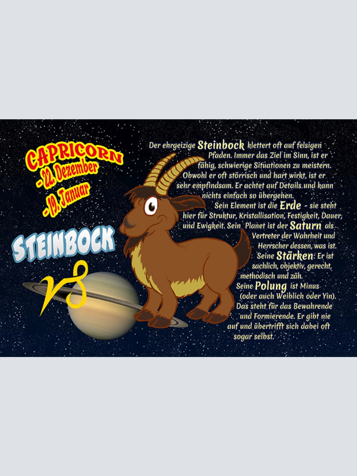 Schild Spruch Sternzeichen Steinbock JW