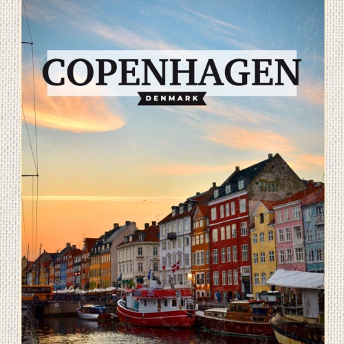 Schild Copenhagen Denmark Kopenhagen Dänemark Fluss 12x18 20x30 30x40 Blech/Holz