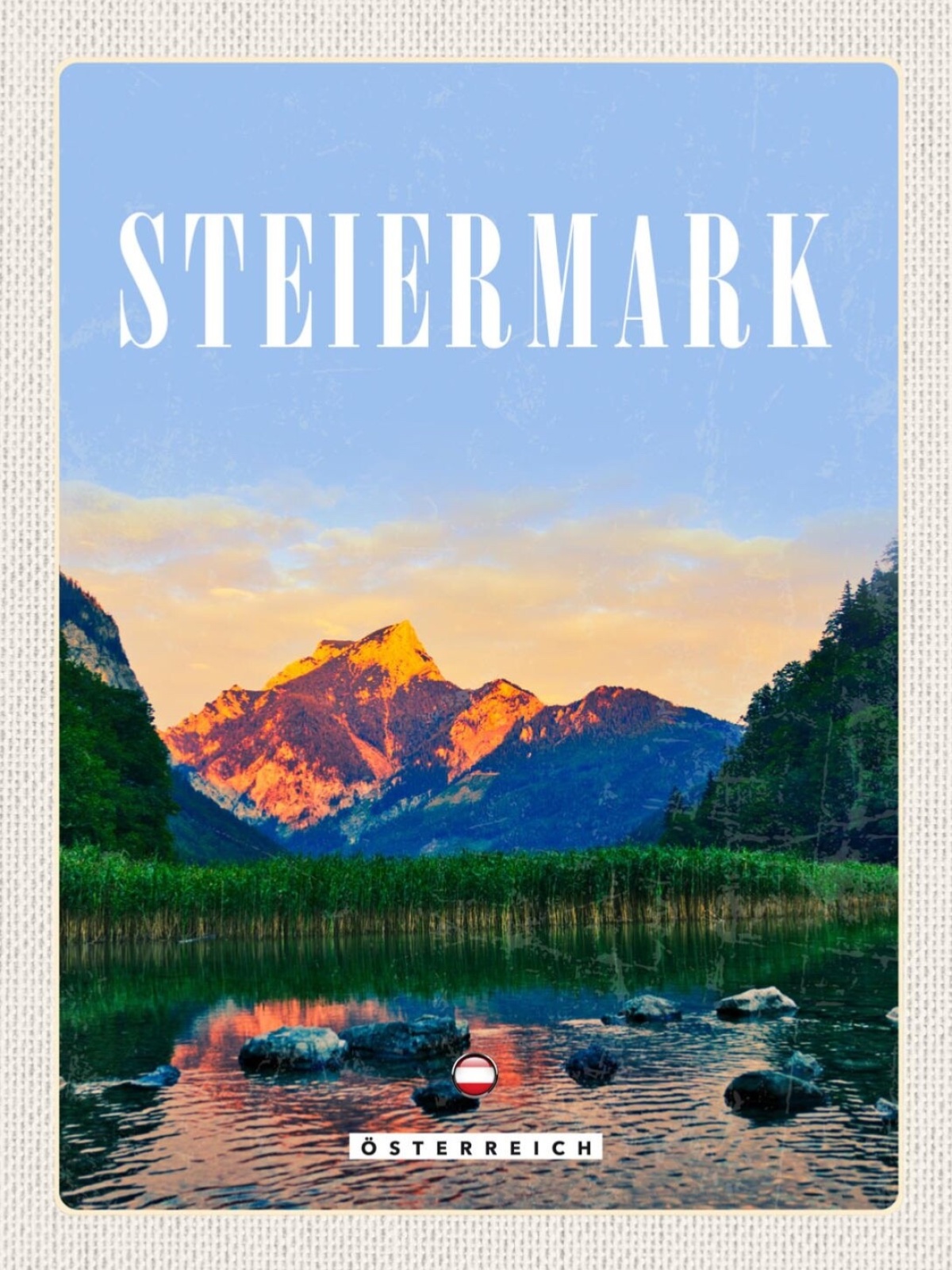 Schild Steiermark Österreich Berg Gebirge See 12x18 20x30 30x40 Blech/Holz