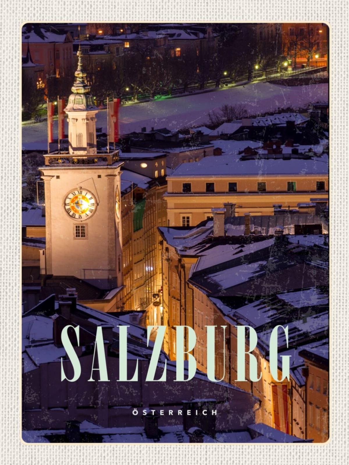 Schild Salzburg Österreich Stadt Nacht Rathaus 12x18 20x30 30x40 Blech/Holz