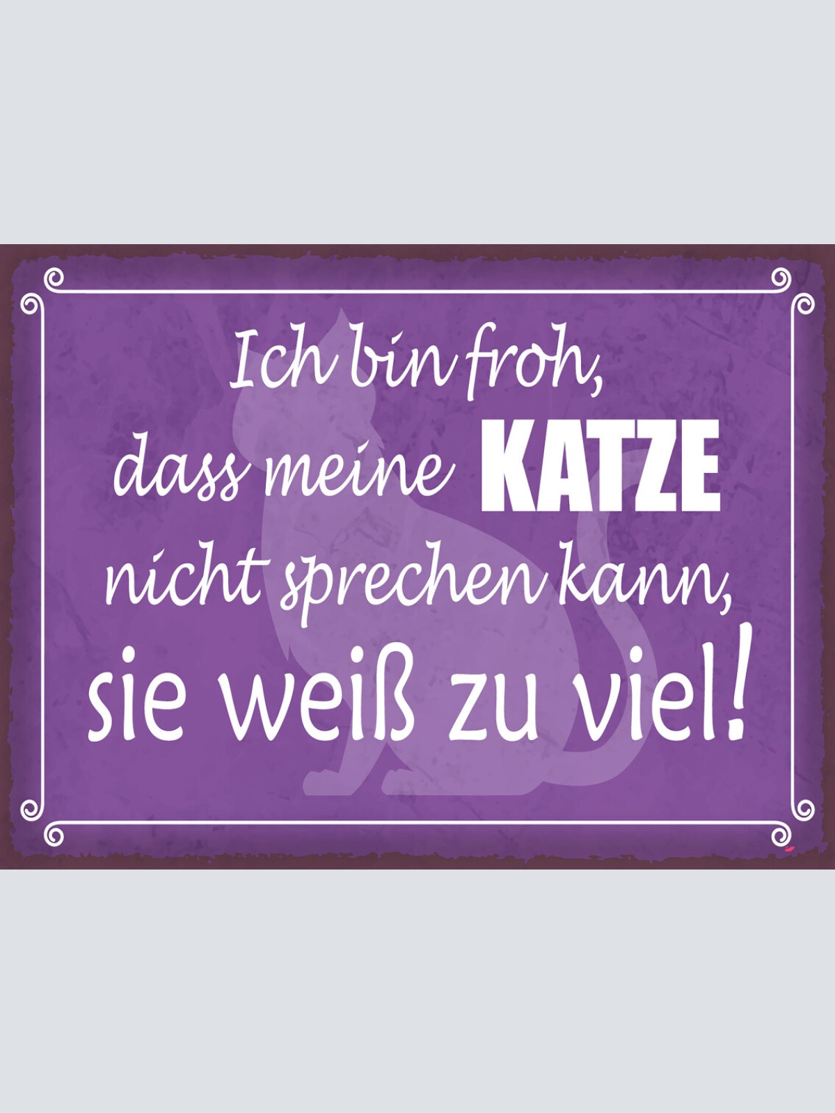 Schild Ich Bin Froh Meine Katze Nicht Sprechen Kann 12x18 20x30 30x40 Blech/Holz