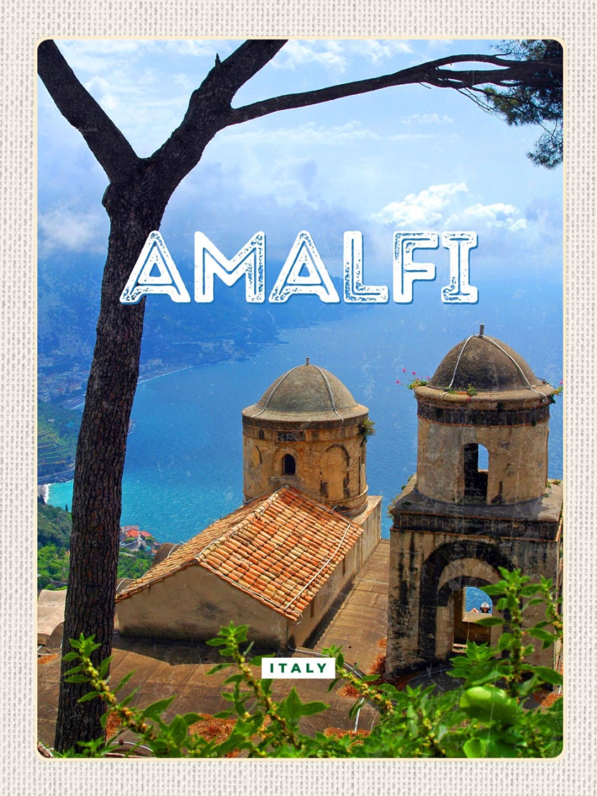 Schild Amalfi Italy Italien Küste Kirche Gebäude 12x18 20x30 30x40 Blech od.Holz