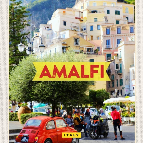 Schild Amalfi Italy Italien Küste Stadt Platz 12x18 20x30 30x40 Blech od. Holz