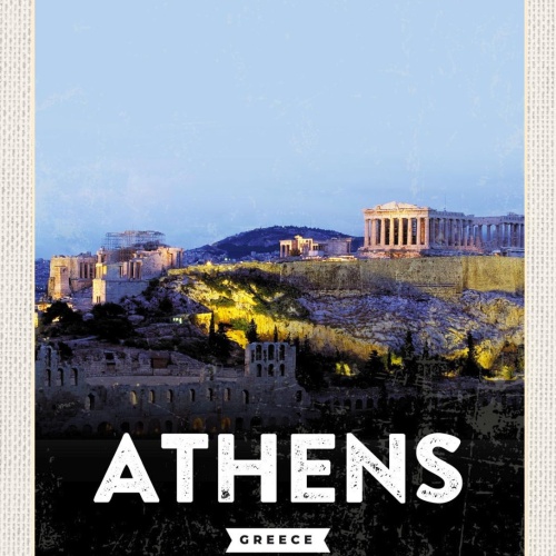 Schild Athens Greece Athen Griechenland Stadt 12x18 20x30 30x40 Blech od. Holz