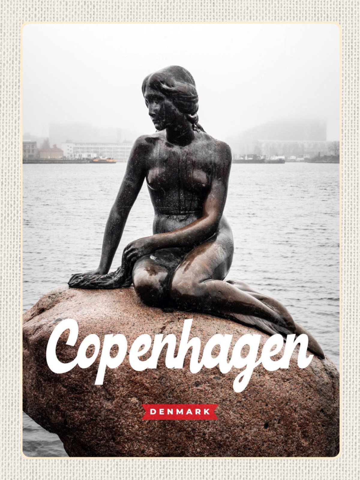 Schild Copenhagen Kopenhagen Dänemark Statue 12x18 20x30 30x40 Blech od. Holz