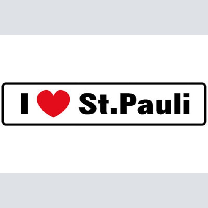 Schild I ❤️ St. Pauli Hamburg Liebe Deutschland Fan 46 x 10 Blech od. Holz