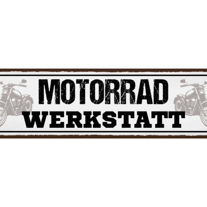 Schild Motorrad Werkstatt Mechaniker Bastler Bike Biker 46 x 10 Blech od.Holz