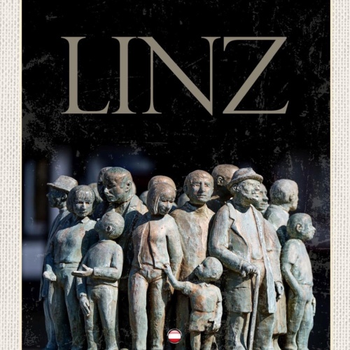 Schild Linz Österreich Oberösterreich Skulpturen 12x18 20x30 30x40 Blech/Holz