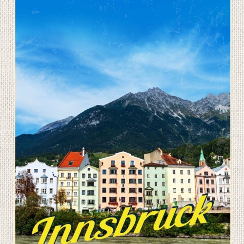 Schild Innsbruck Österreich Tirol Stadt Inn Fluß 12x18 20x30 30x40 Blech/Holz