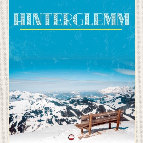 Schild Hinterglemm Österreich Saalbach Salzburg Ski 12x18 20x30 30x40 Blech/Holz