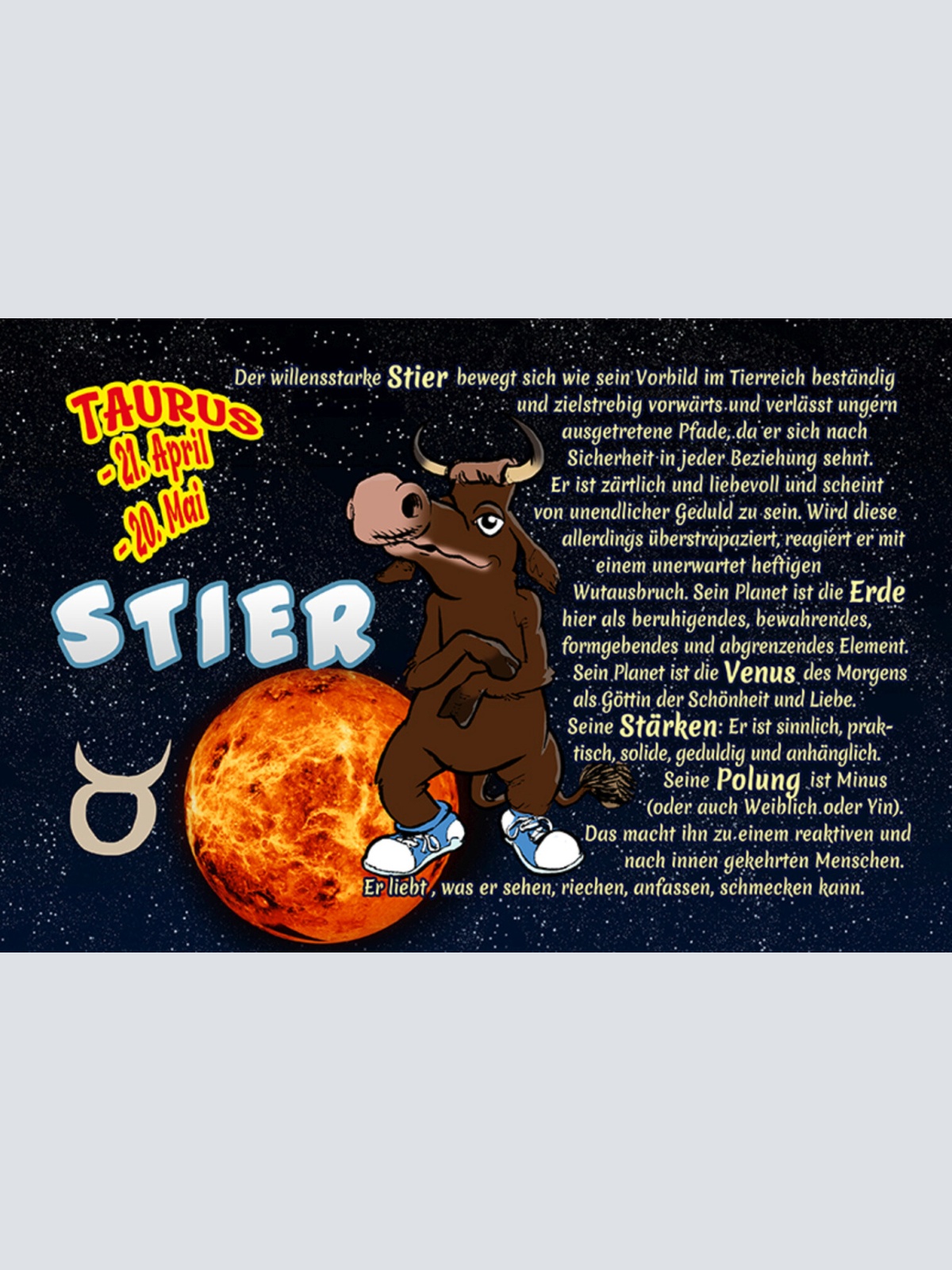 Schild Spruch Sternzeichen Stier JW