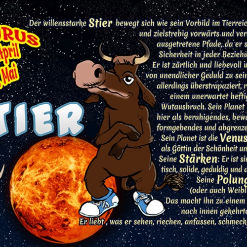 Schild Spruch Sternzeichen Stier JW