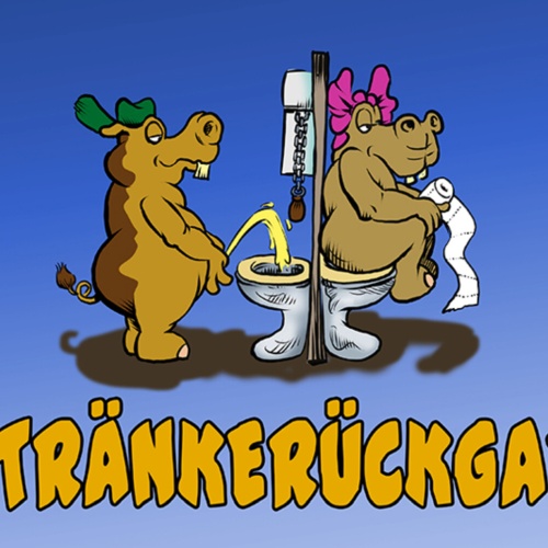 Schild Spruch Getränkerückgabe Toilette Nilpferd JW