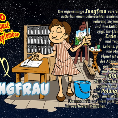 Schild Spruch Sternzeichen Jungfrau JW