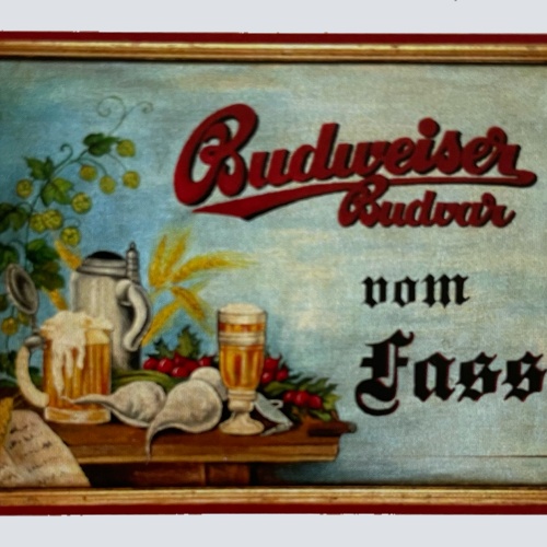 Nostalgie Holzschild Budweiser Vom Fass Bier Alkohol Brauerei Glas Wirt Schild