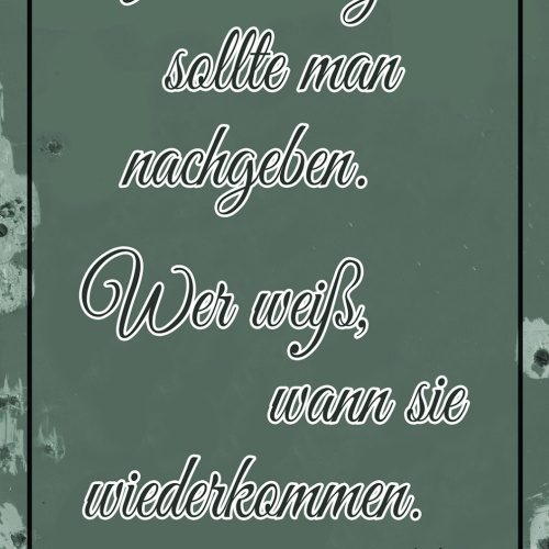 Schild Spruch Versuchungen sollte man nachgeben Oscar Wilde Zitat JW