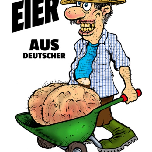 Schild Spruch Hier Eier aus Deutscher Bodenhaltung Männer Comic JW