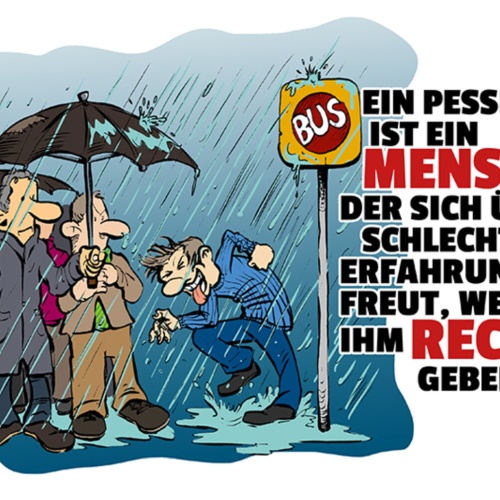 Schild Spruch Ein Pessimist ist ein Mensch der sich über schlechte Erfahrung JW