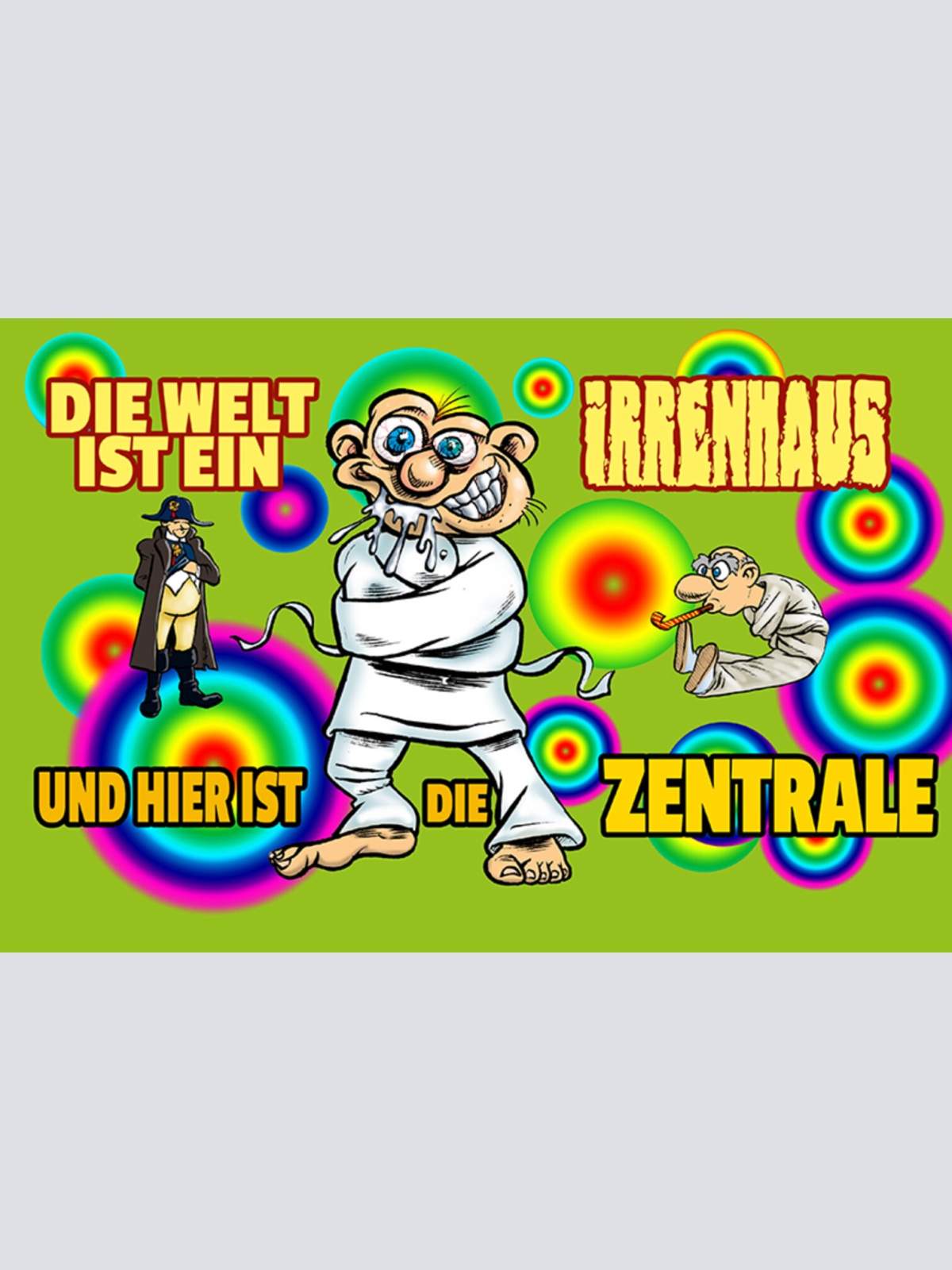 Schild Spruch Die Welt ist ein Irrenhaus und hier ist die Zentrale JW