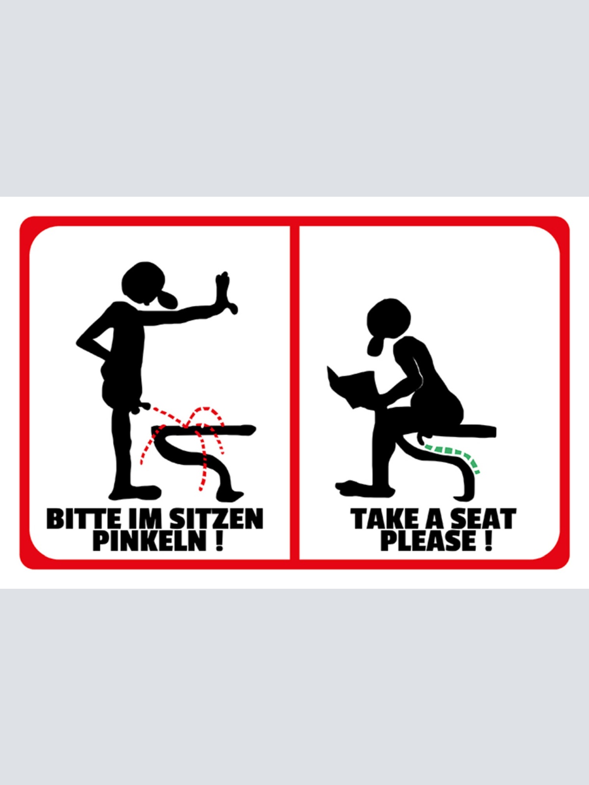 Schild Spruch Bitte im Sitzen pinkeln Take a seat please Toilette JW