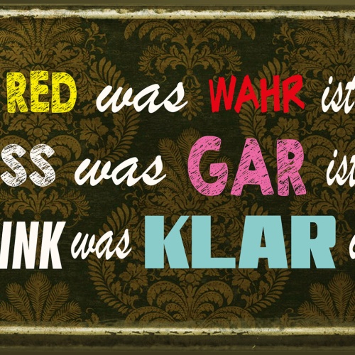 Schild Spruch Red was wahr ist Trink was klar ist Schnaps Alkohol JW