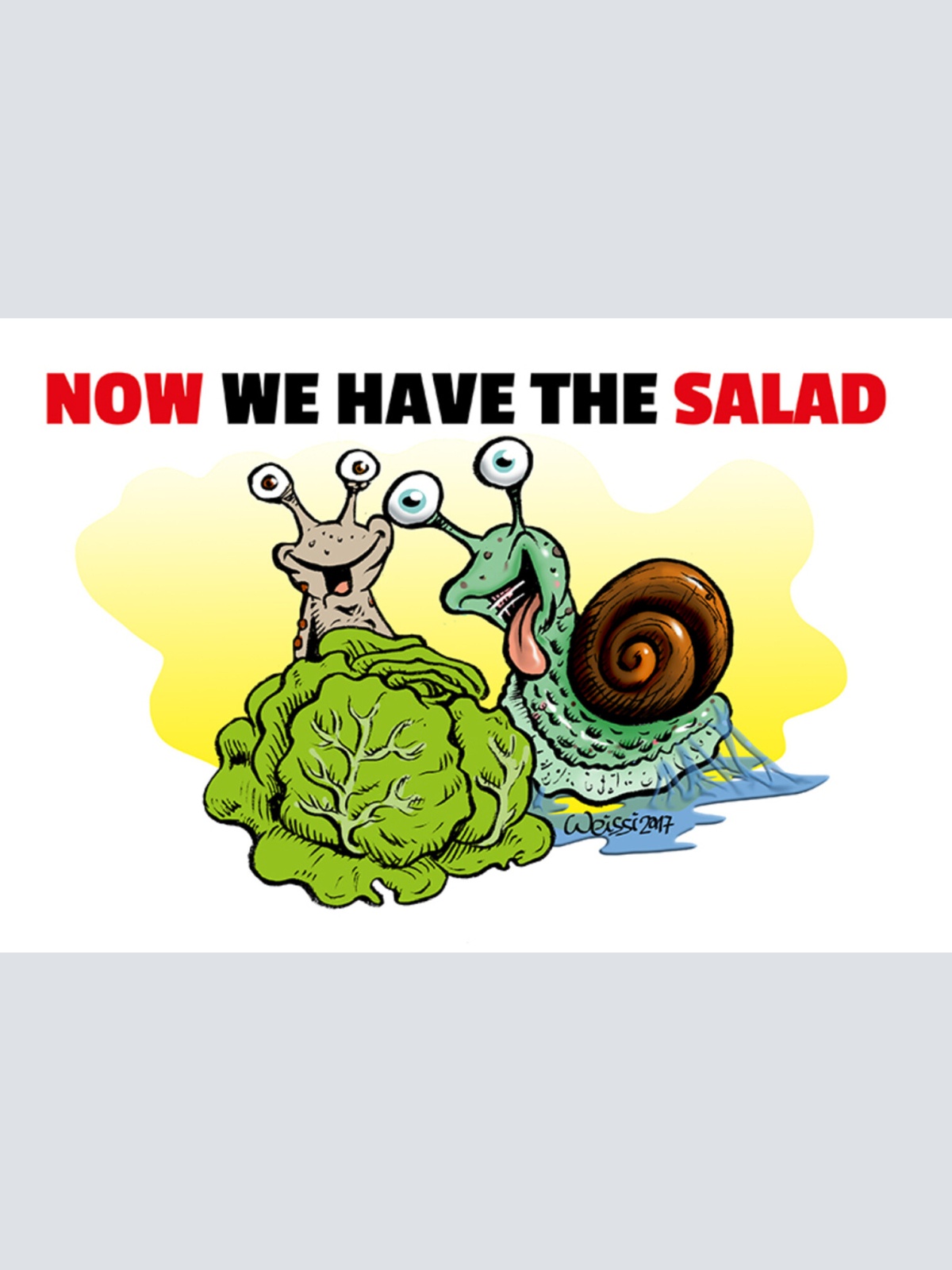 Schild Spruch Now we have the salad Jetzt haben wir den Salat Bad English JW