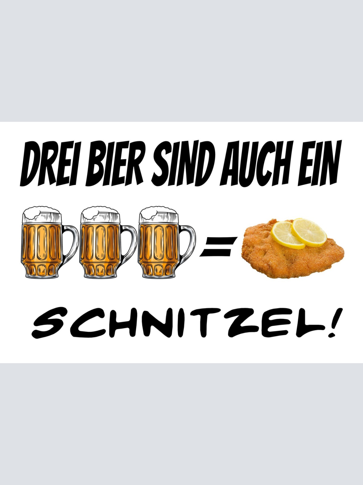 Schild Spruch 3 Bier sind auch ein Schnitzel Essen Alkohol JW
