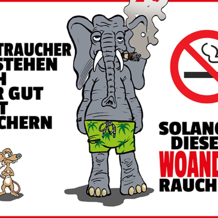 Schild Spruch Nichtraucher verstehen sich sehr gut mit Rauchern Maus Elefant JW