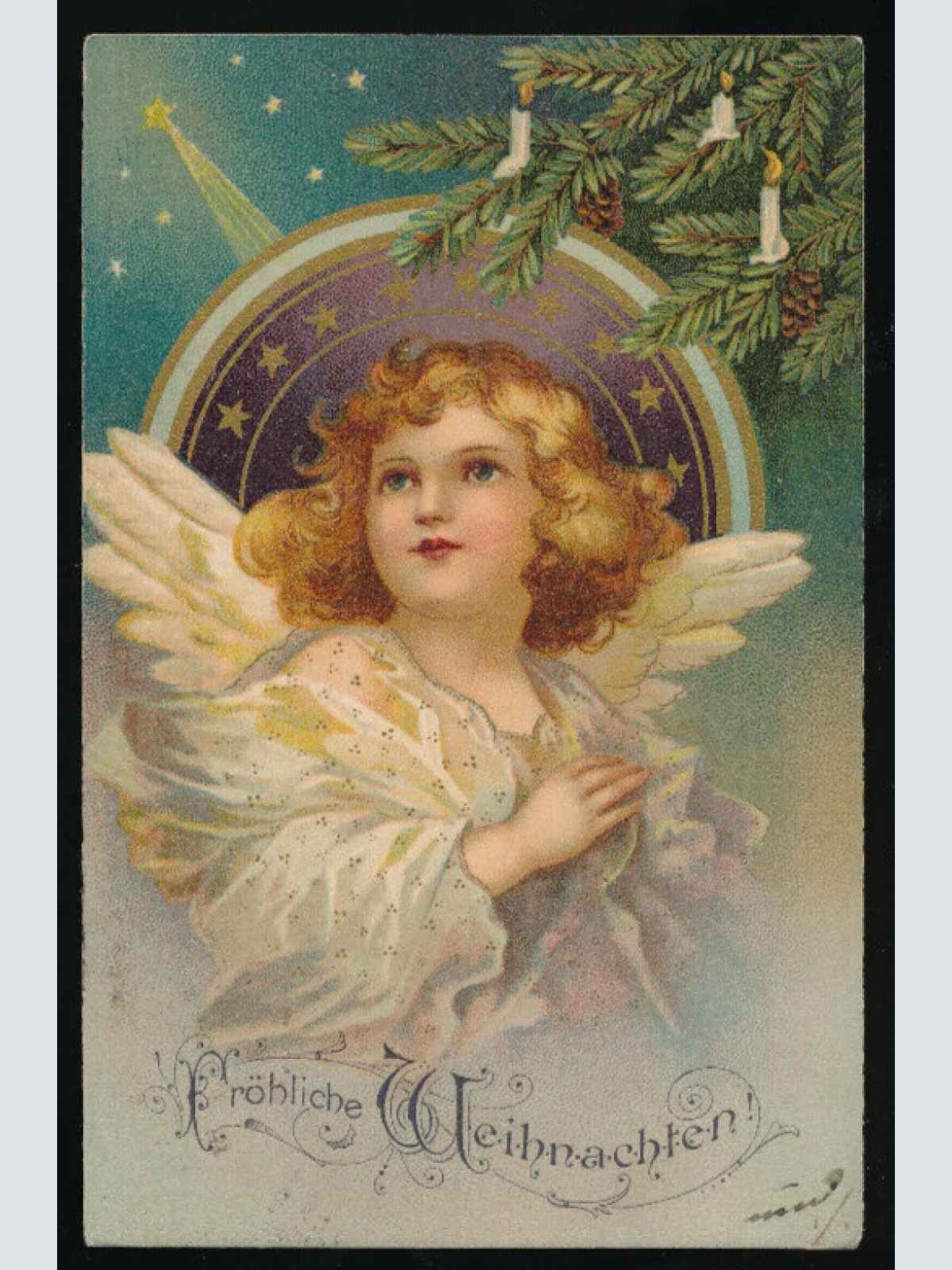 Glückwunsch-Karte Fröhliche Weihnachten mit Engel (614)