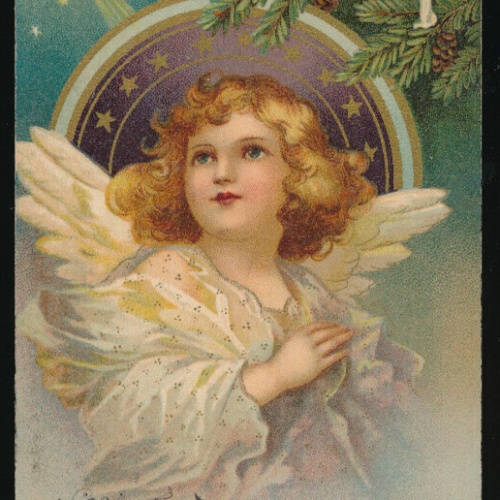 Glückwunsch-Karte Fröhliche Weihnachten mit Engel (614)