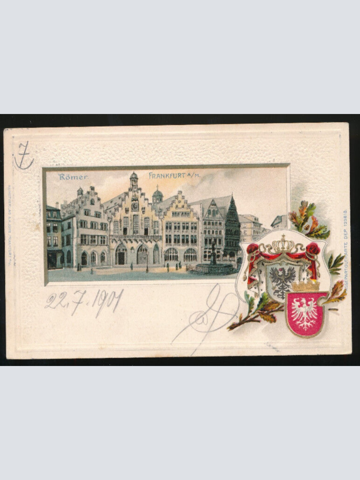 Präge-Karte aus Frankfurt mit Wappen Hessen (596)