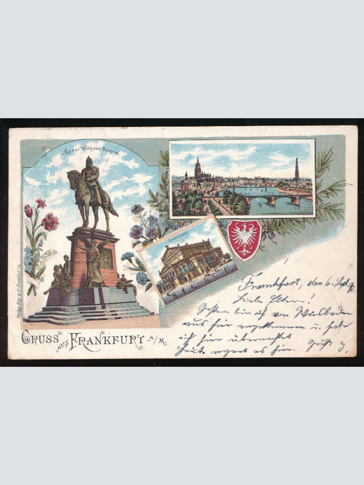 Litho-Karte gruss aus Frankfurt am Main Hessen (594)