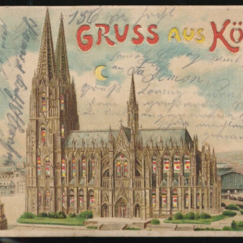 Halt gegen das Licht Karte gruss aus Köln mit beleuchteten Fenstern N.R.W (597)