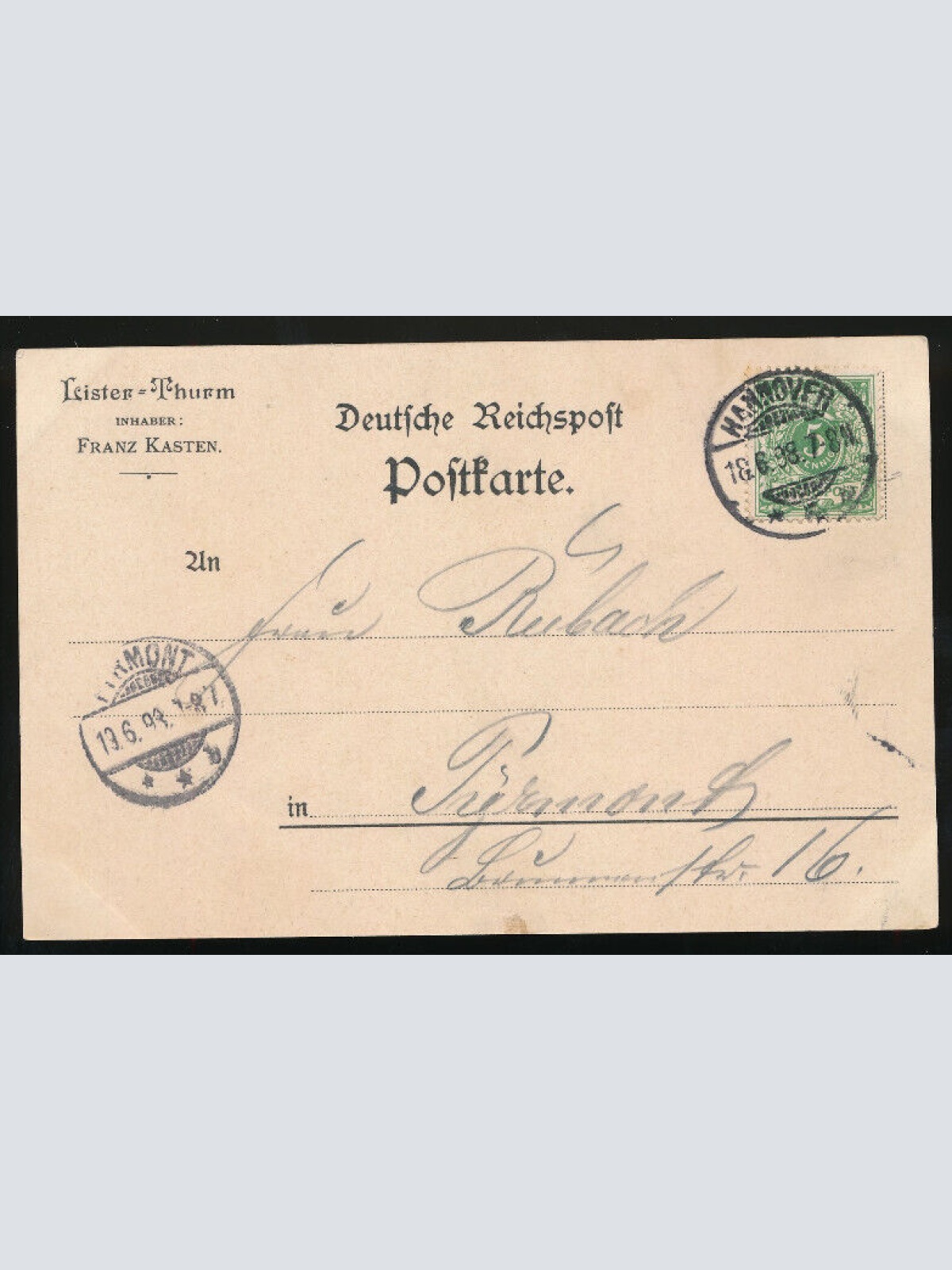 Litho-Karte aus Hannover Lister Thurm Niedersachsen (658)